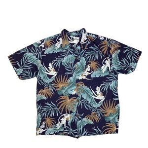 Howie Men’s Vintage Hawaiian Navy blue Shirt Size XL | Made In Hawaii